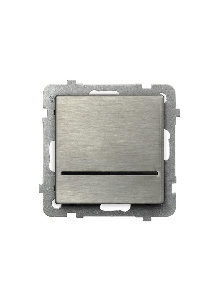 SONATA STAL INOX Łącznik pojedynczy jednobiegunowy z podświetleniem niebieskim kolor stal inox ŁP-1RMS/m/37 OSPEL