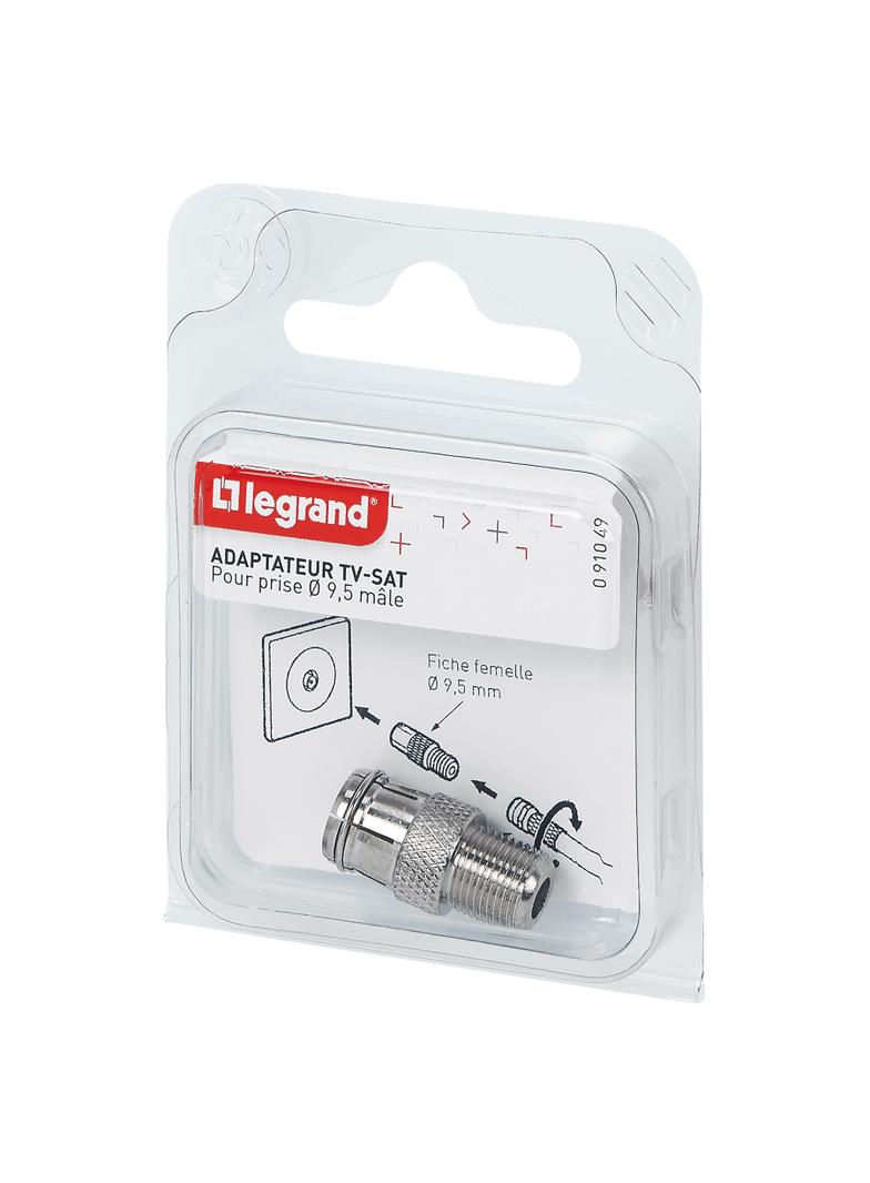 ADAPTER DOPASOWUJĄCY, 1 WTYK ŻEŃSKI O9,52 MM DO ZŁĄCZA ŻEŃSKIEGO ''F'', Legrand