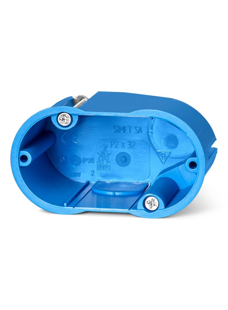 P2x32 ,  Puszka inst. do pustych ścian - kinkietowa O 2 x 32 mm, niebieski