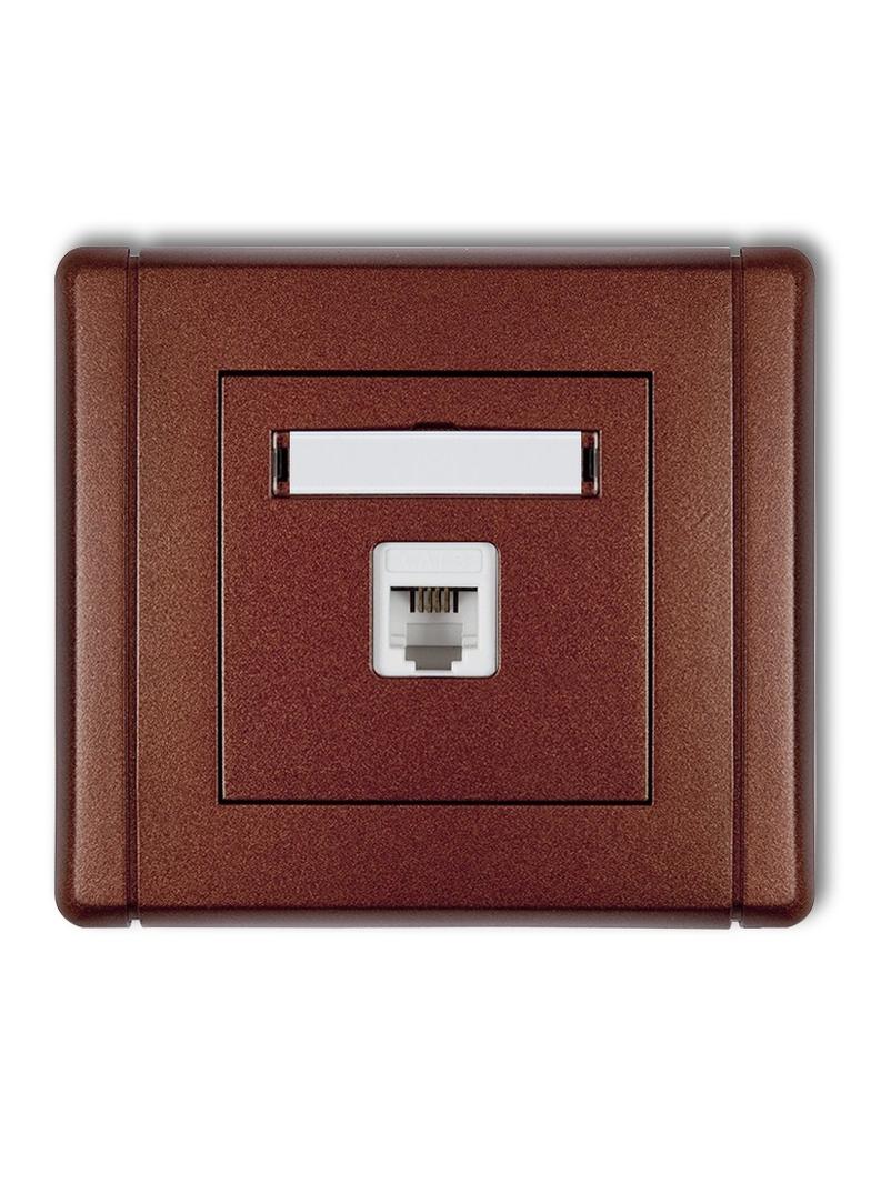 FLEXI Gniazdo telefoniczne pojedyncze 1xRJ11, 4-stykowe, beznarzędziowe brązowy metalik