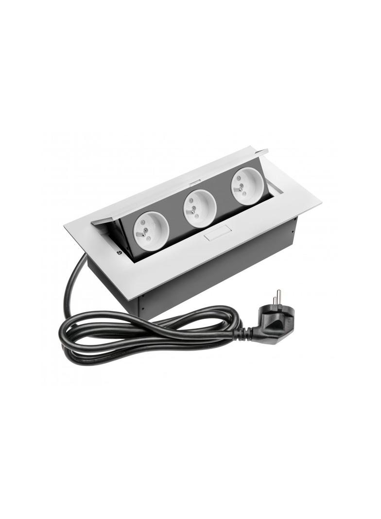 PRZEDŁUŻACZ BIURKOWY 3X GNIAZDO Z UZIEMIENIEM, KABEL ZASILAJĄCY Z WTYCZKĄ, BIAŁY