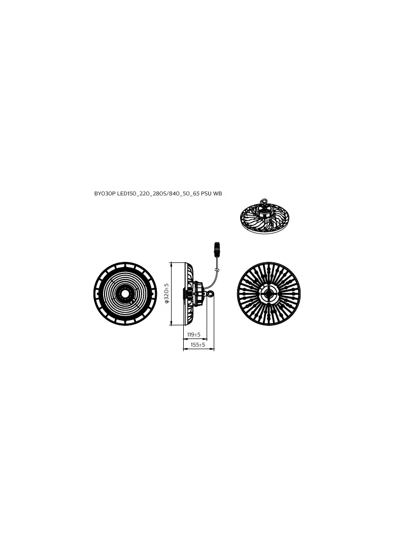 Oprawa Highbay Ledinaire BY030P LED150_220_280S/ 840_50_65 PSU WB gw. PHILIPS