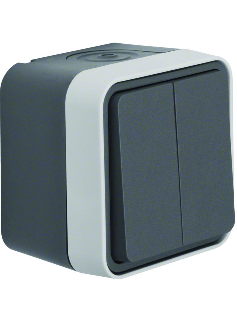 BERKER W.1 Łącznik świecznikowy przyciskowy osobne zaciski wejśc. kompletny IP55 szary 50753515 HAGE