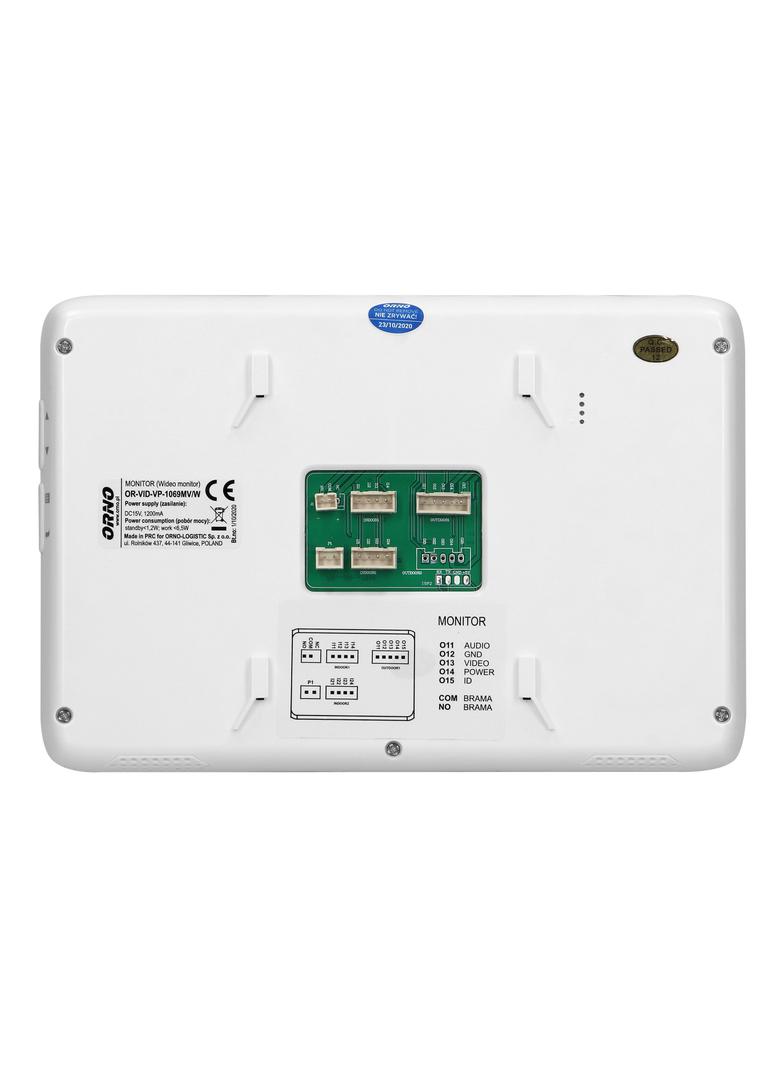 Zestaw wideodomofonowy, bezsłuchawkowy, kolor, LCD 7'', interkom, z szyfratorem, natynkowy, biały, SC OR-VID-VP-1073/W ORNO