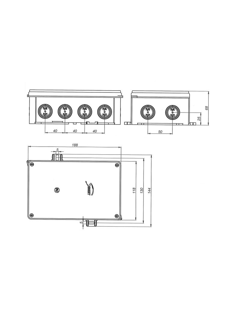 N110x180S ,  Puszka instalacyjna naścienna 180x110x61 mm, biały