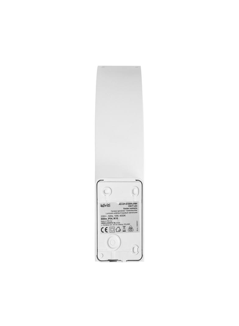 PIRYT LED 10W, oprawa ogrodowa 800lm, IP54, 4000K, biała AD-OP-6109WLPM4 ORNO