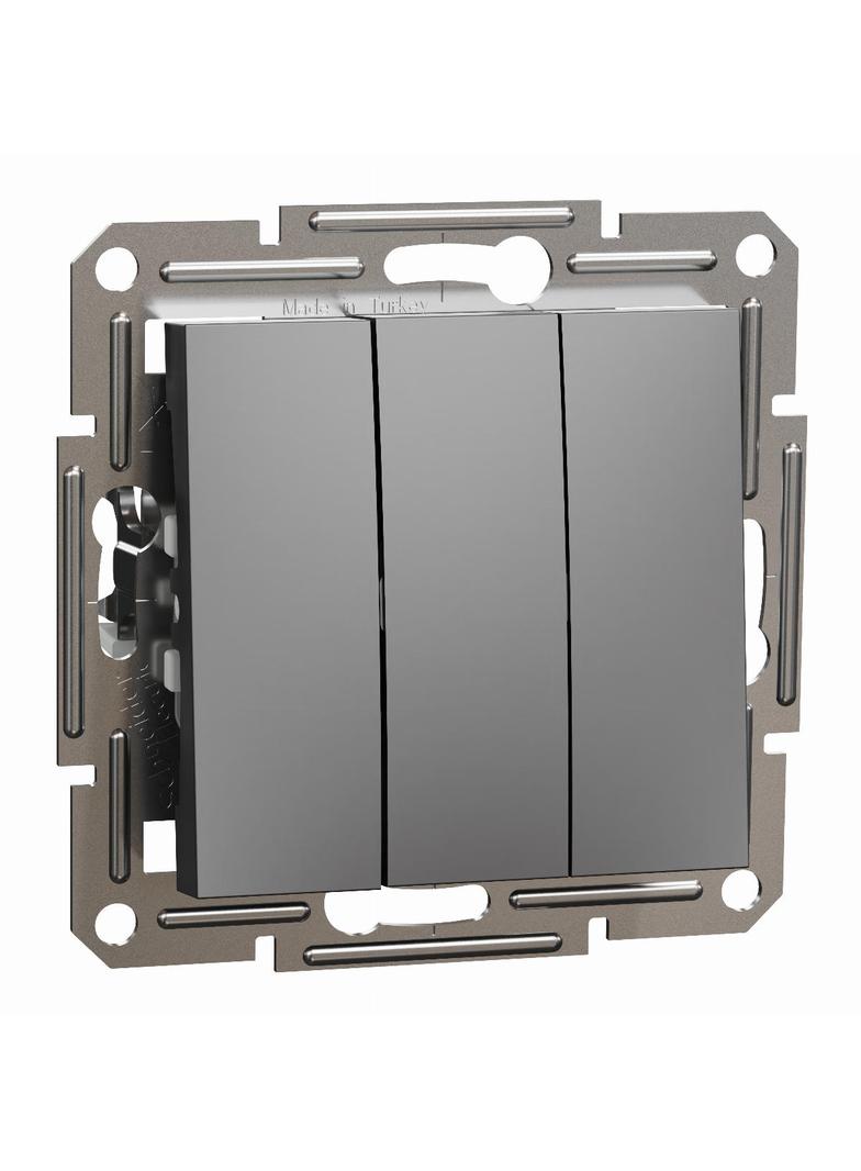 Asfora, łącznik potrójny, bez ramki, antracyt