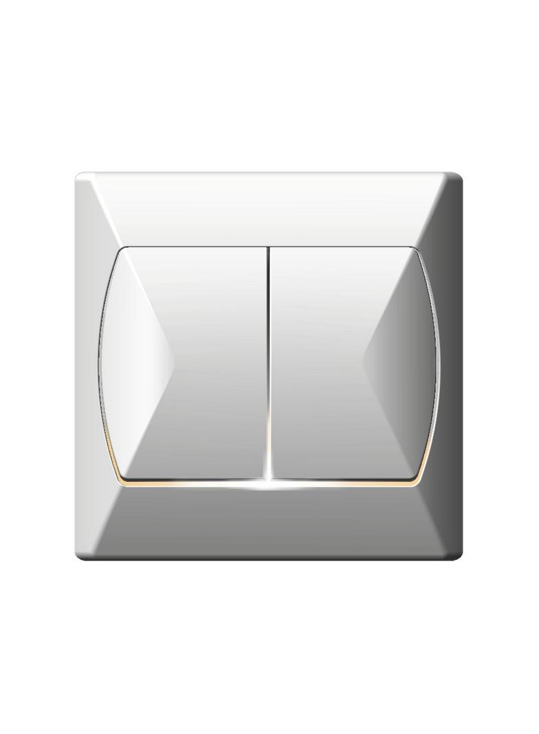 AKCENT Łącznik schodowy + jednobiegunowy z podświetleniem pomarańczowym - kolor biały