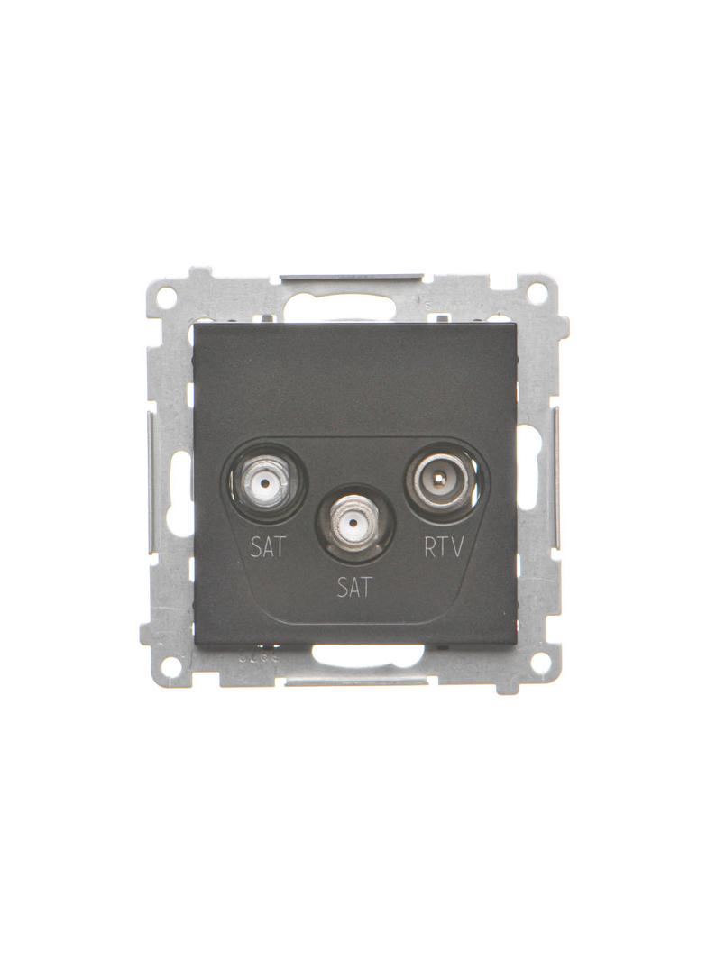 Simon 55 Gniazdo antenowe satelitarne podwójne SAT-SAT-RTV 2x Wejście: 5 MHz÷2,4 GHz Czarny mat