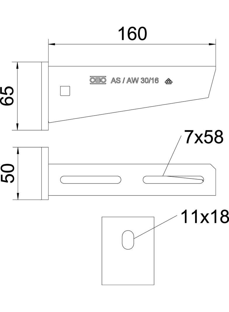 AW 30/16, WSPORNIK WIESZAKOWY U 160MM FT