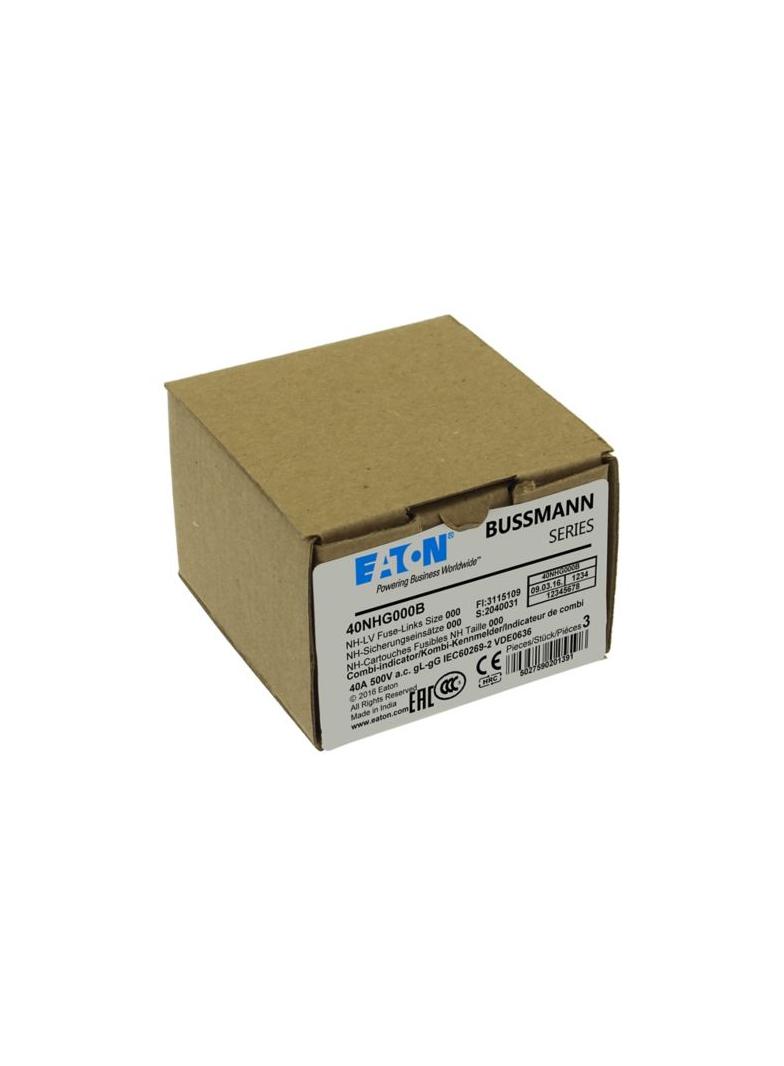 NH FUSE 40A 500V GG/GL SIZE 000 Wkładka NH000 40A 500V GL/GG podwójny wskaźnik 40NHG000B EATON