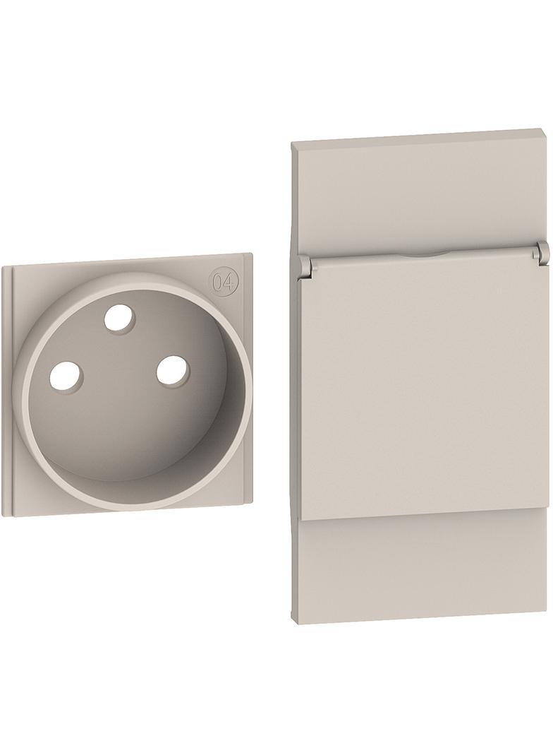 LIVING NOW - PLAKIETKA GNIAZDA 2P+Z Z KLAPKĄ - 2 MODUŁY - PIASKOWY BEŻ, Bticino