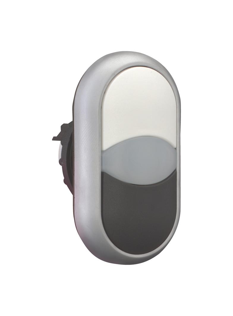 M22-DDL-WS Przycisk podwójny biało/czarny z samopowrotem i z możliwością podświetlenia 216704 EATON