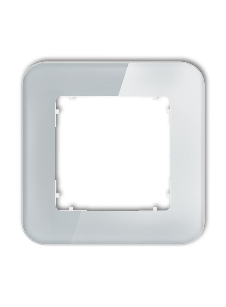 ICON Ramka uniwersalna pojedyncza zaokrąglona - efekt szkła (ramka: szara; spód: biały) szary