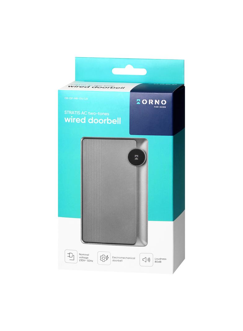 STRATIS AC, dzwonek przewodowy elektromechaniczny dwutonowy, 230V, grafitowy