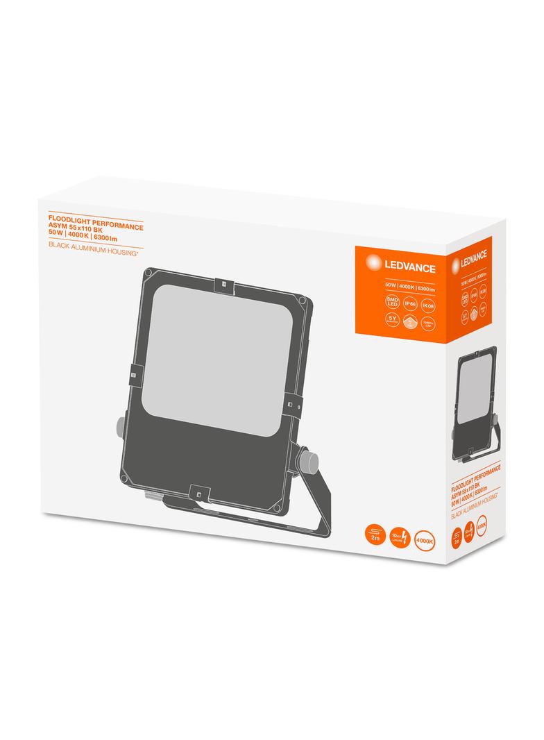 Naświetlacz FLOOD LED PERFORMANCE 50W 4000K ASYM 55x110 black