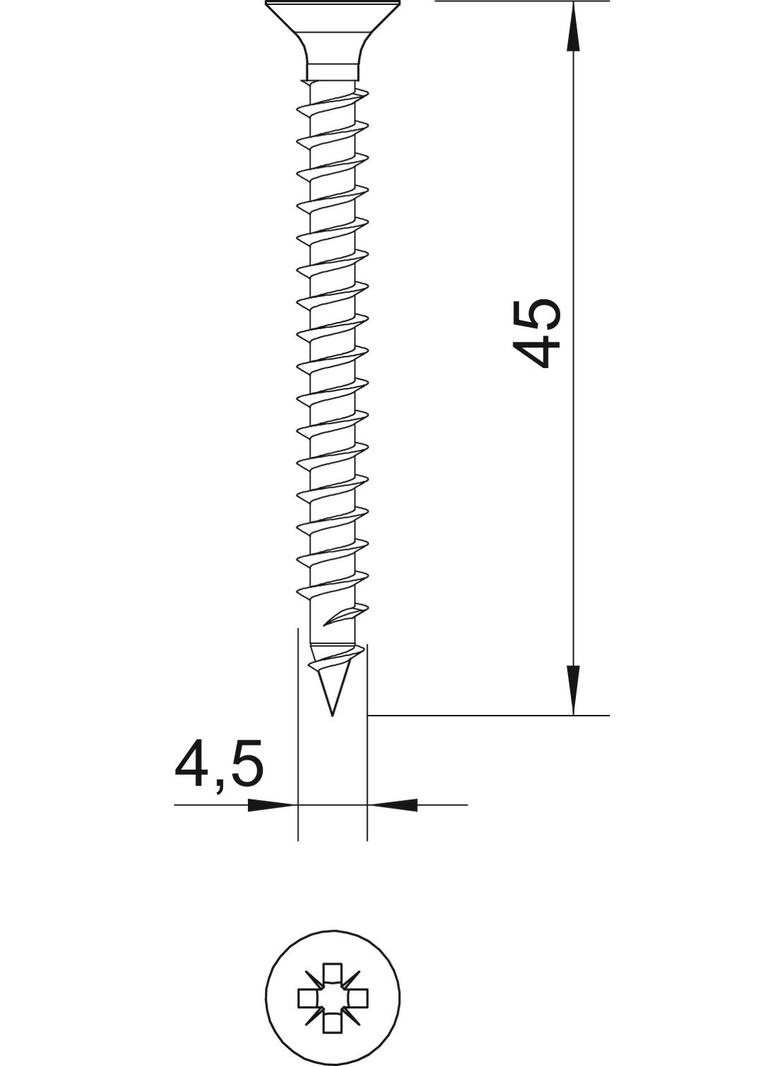 ŚRUBA SPRINT Z ŁB.WPUSZ.4,5X45