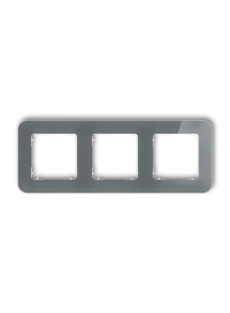 ICON Ramka uniwersalna potrójna zaokrąglona - efekt szkła (ramka: grafitowa; spód: biały) grafitowy