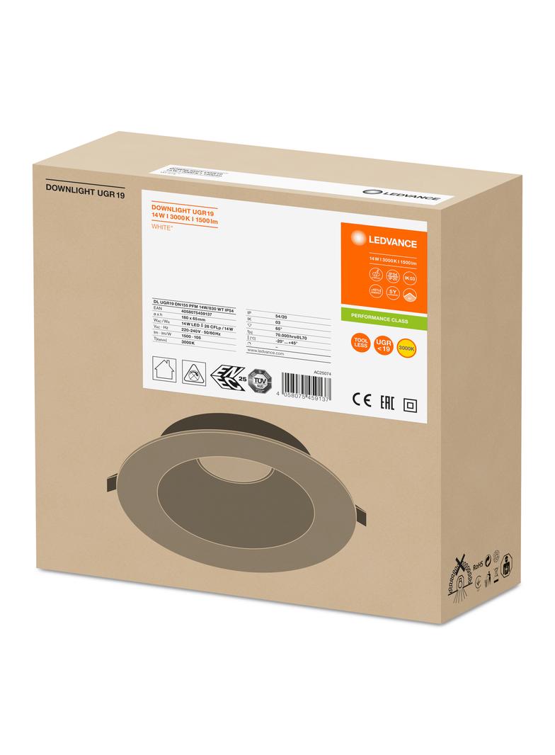 Oprawa DOWNLIGHT PFM DN155 14W 830 WT IP54 UGR19