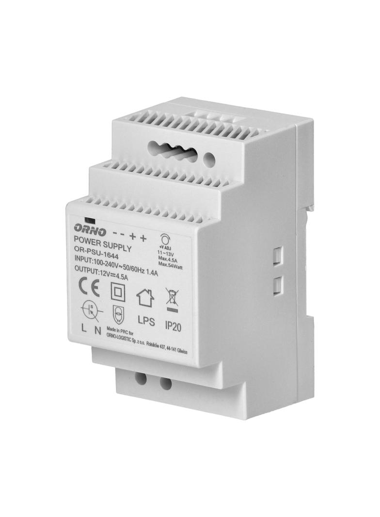 Zasilacz na szynę DIN 12VDC 4,5A 54W szerokość 3 moduły OR-PSU-1644 ORNO