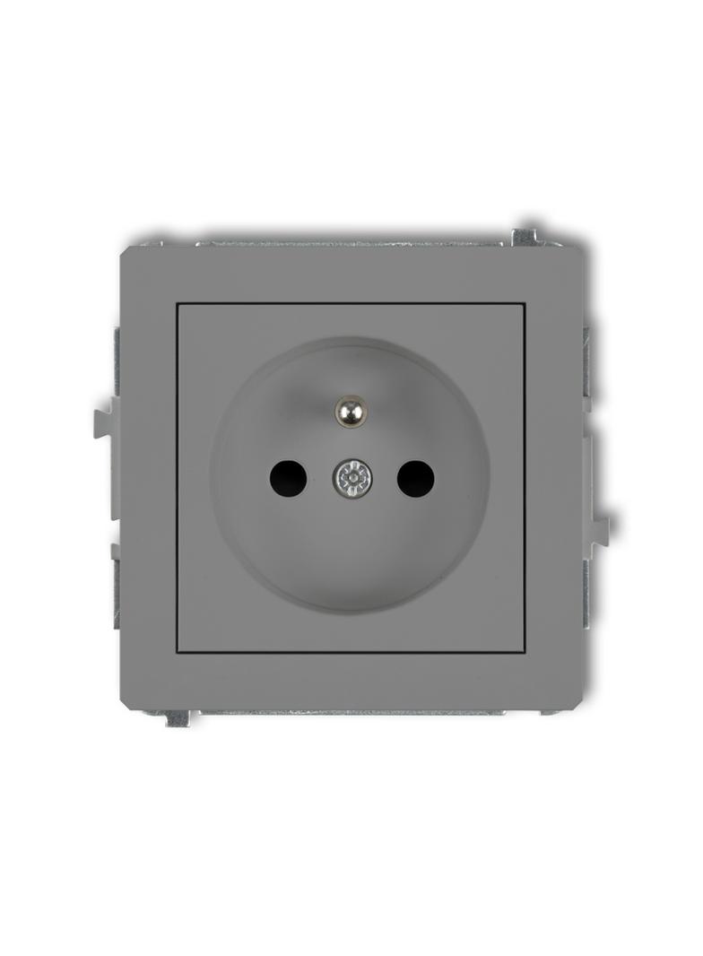 DECO Mechanizm gniazda pojedynczego z uziemieniem 2P+Z (przesłony torów prądowych) szary mat