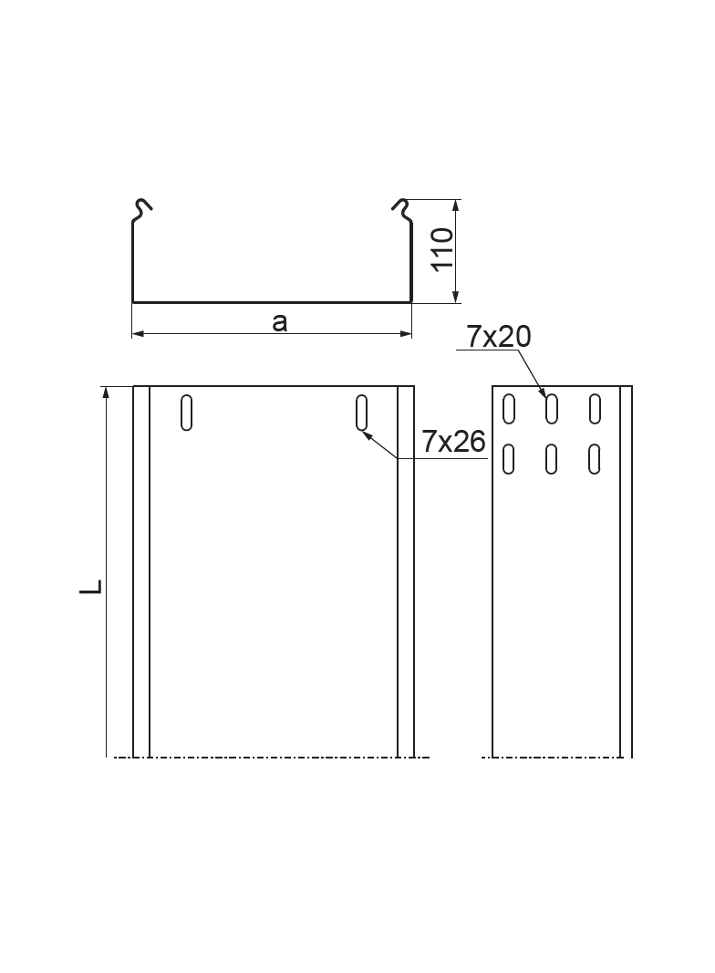 KBP600H110/3 Korytko 1,5 mm