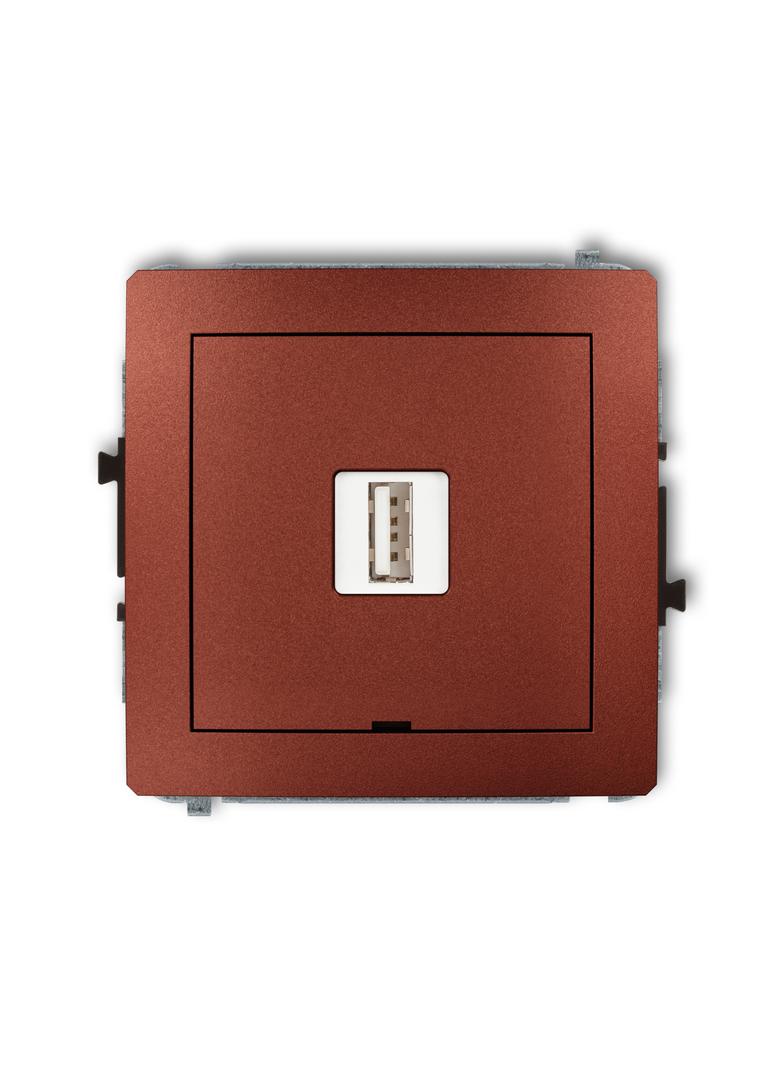 DECO Mechanizm ładowarki USB pojedynczej USB A, 5W max., 5V, 1A, bez pola opisowego brązowy metalik