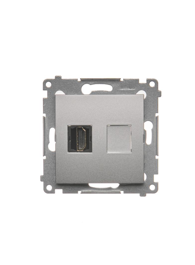 Simon 54 Gniazdo HDMI srebrny mat