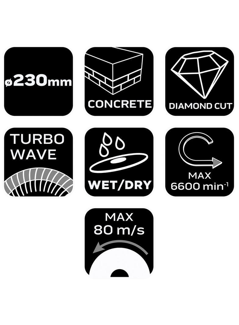 Tarcza diamentowa 230 x 22.2 mm, turbo wave