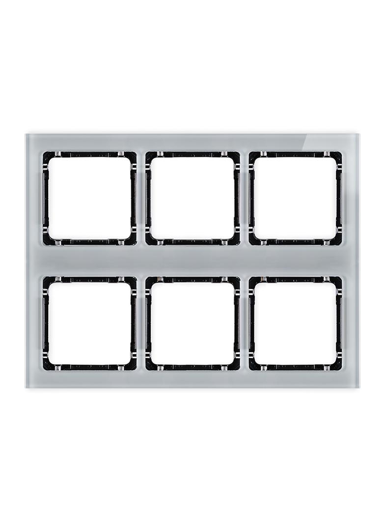 "DECO Ramka modułowa 6 krotna (3 poziom, 2 pion) - efekt szkła (ramka szara