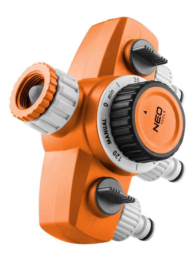 Rozdzielacz trójzaworowy, 2 wyjścia z blokadą, jedno z wyłącznikiem czasowym