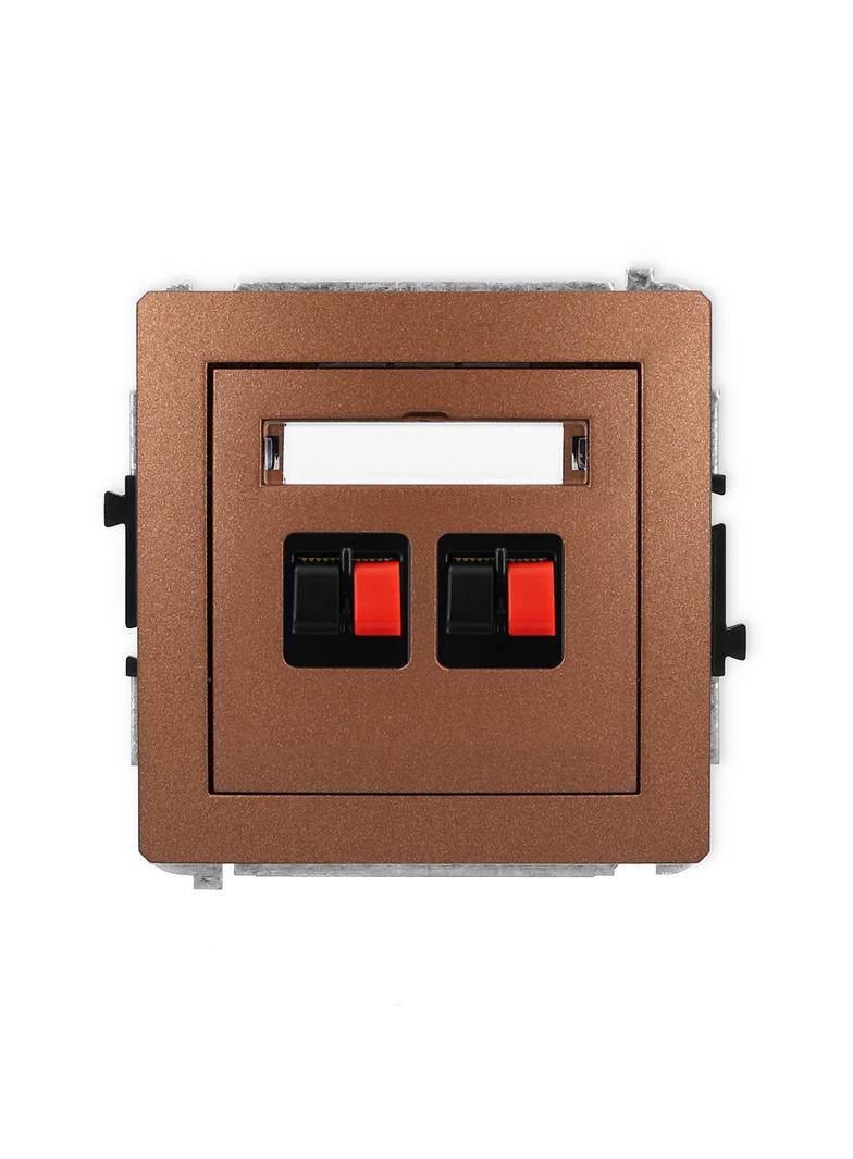 DECO Mechanizm gniazda głośnikowego podwójnego brązowy metalik