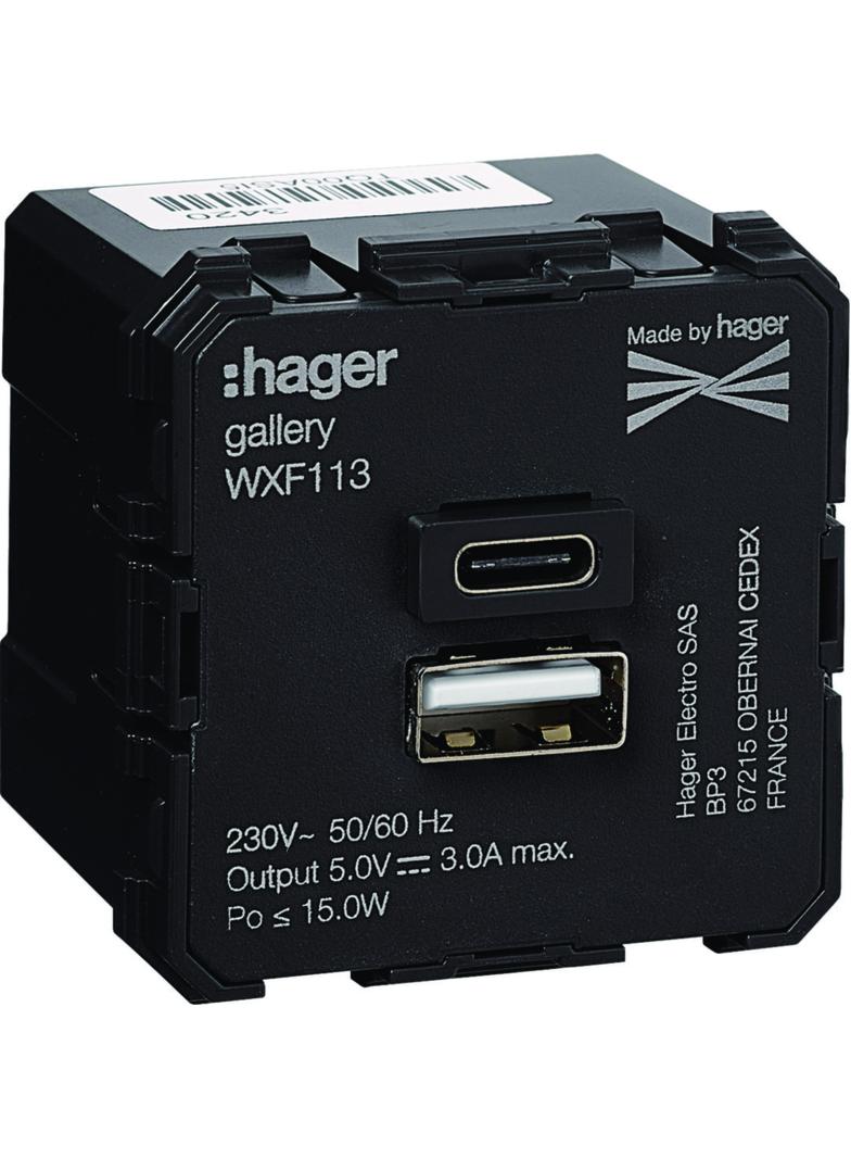 lumina/gallery Ładowarka USB A+C 3A mechanizm 2M HAGER