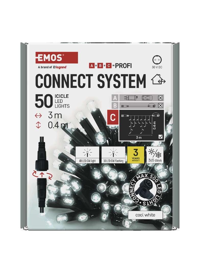 Lampki choinkowe łączone Profi 50LED 3m zimna biel IP44 timer D2CC03 EMOS