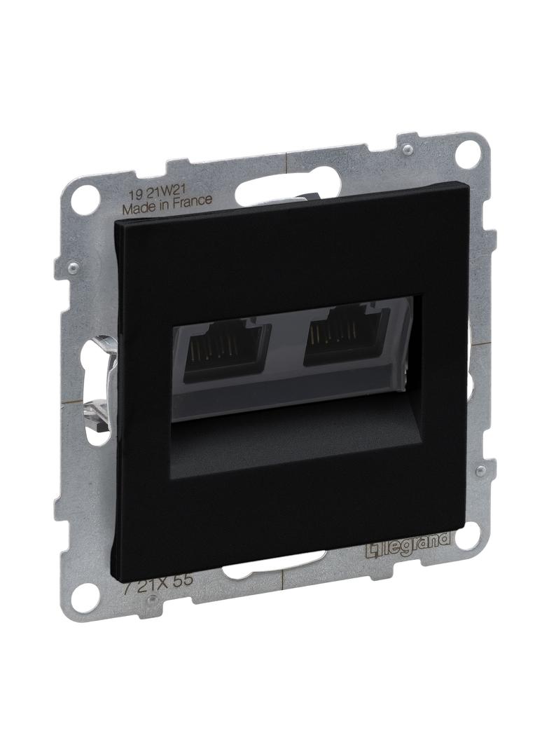 SUNO - Gniazdo 2XRJ45/kat 6A UTP, Czarny, Legrand