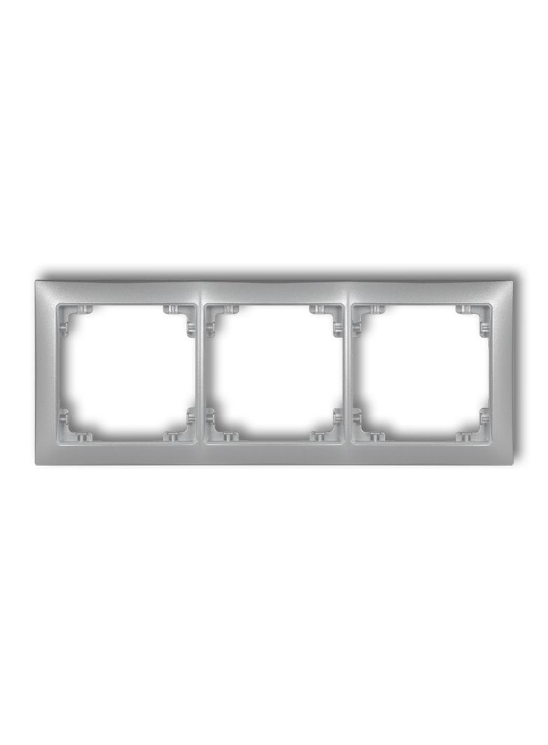 DECO Ramka uniwersalna potrójna z tworzywa DECO Soft srebrny metalik