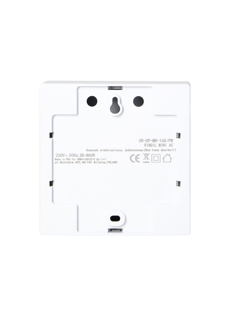 Dzwonek elektroniczny jednotonowy RINGIL MINI AC, 230V, śnieżno biały OR-DP-MR-160/PW ORNO