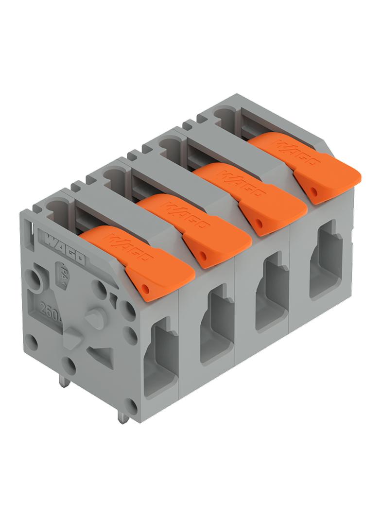 Złączka do płytek drukowanych dźwignia 4mm2 RM 7,5mm 4-bieg szara /70szt./ 2604-1304 WAGO