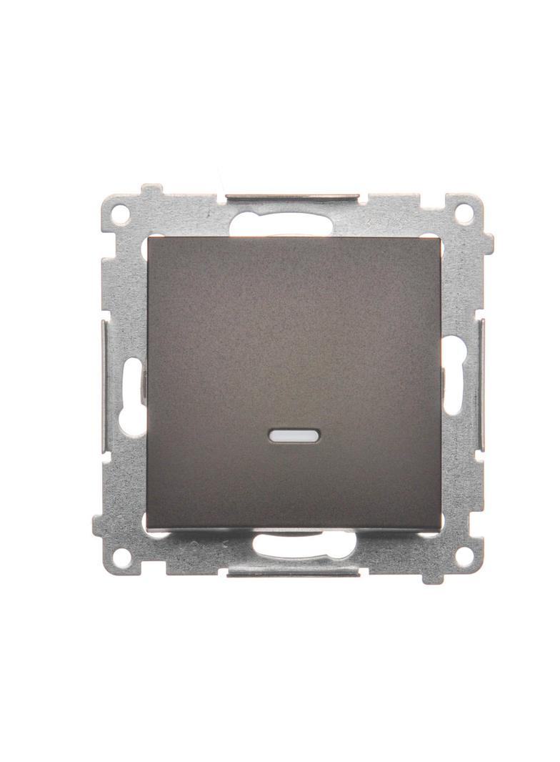 Simon 54 Przycisk pojedynczy zwierny z podświetleniem LED bez piktogramu 10A 250V szybkozłączka brąz mat DP1L.01/46 KONTAKT