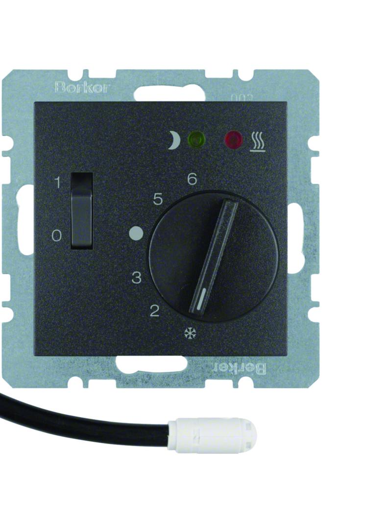 BERKER B.X Regulator temperatury podłogi z stykiem zwiernym elementem centralnym LED antracyt 203416