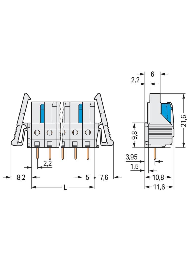MCS-MIDI Classic gniazdo 2-bieg. j-szare raster 5 mm