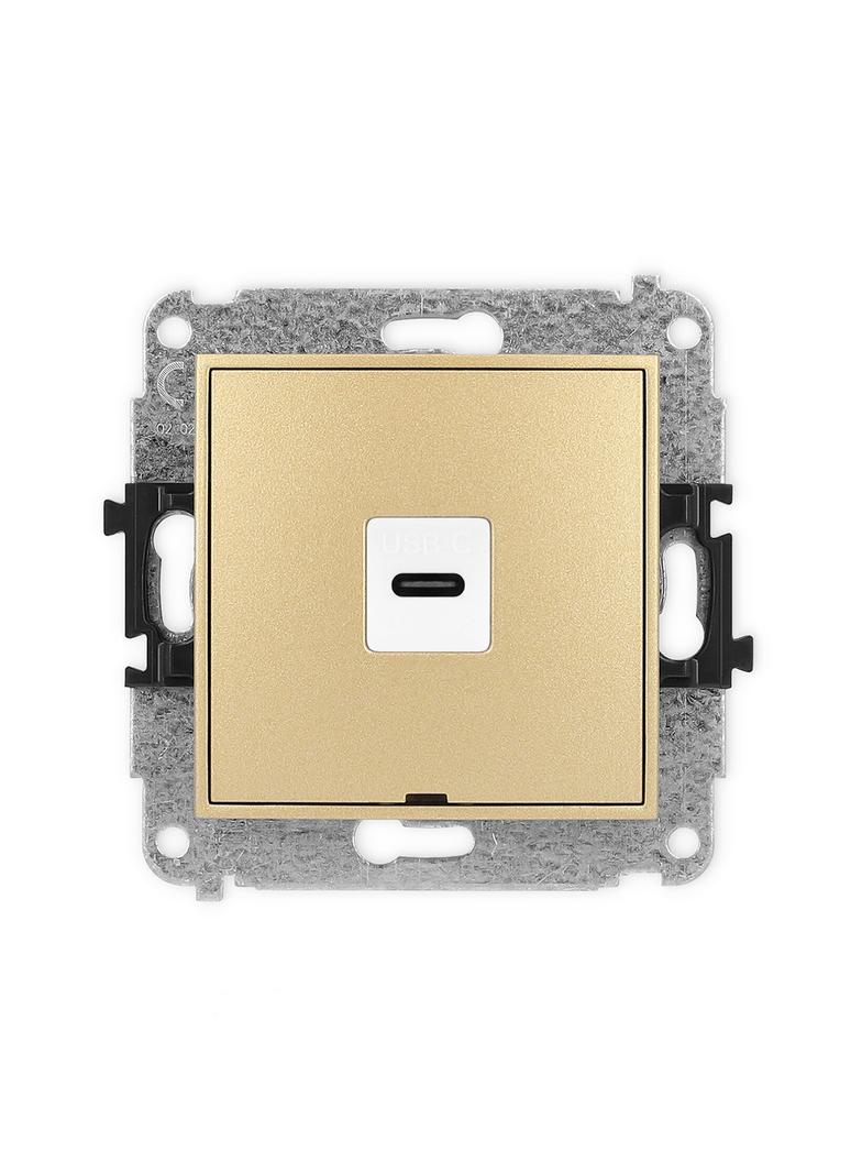 ICON Mechanizm gniazda pojedynczego 1xUSB C-C, bez pola opisowego złoty