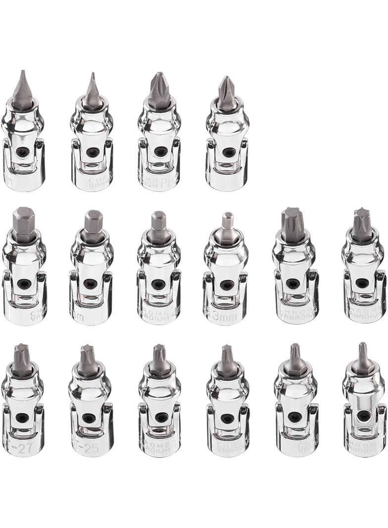 Zestaw bitów z przegubem 1/4", 16 szt.