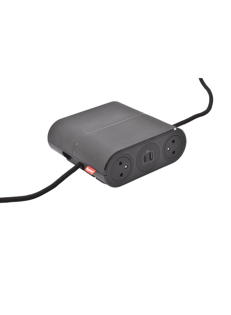 INCARA: LINK'ON - 4X2P+Z / 2XUSB A+C / ZŁĄCZE WIELAND - 2,5 M-CZARNY, Legrand