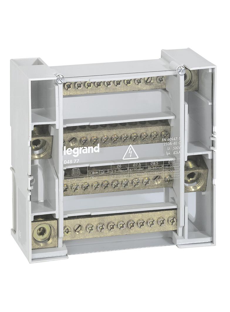 MODUŁOWY BLOK LISTEW ROZDZIELCZYCH - 4P - 250 A - 12 ZACISKÓW, Legrand