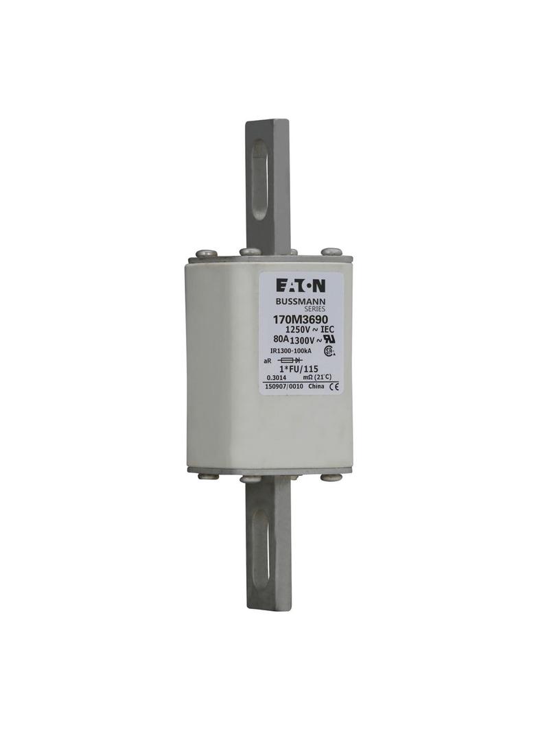 FUSE 80A 1250V 1*FU/115 AR CU Wkładka szybka 80A AC 1250V rozmiar 1 45x45x156 mm aR, 170M3690 EATON