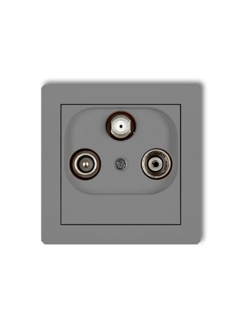DECO Mechanizm gniazda abonenckiego RTV-SAT końcowego multimedialnego (Internet) szary mat