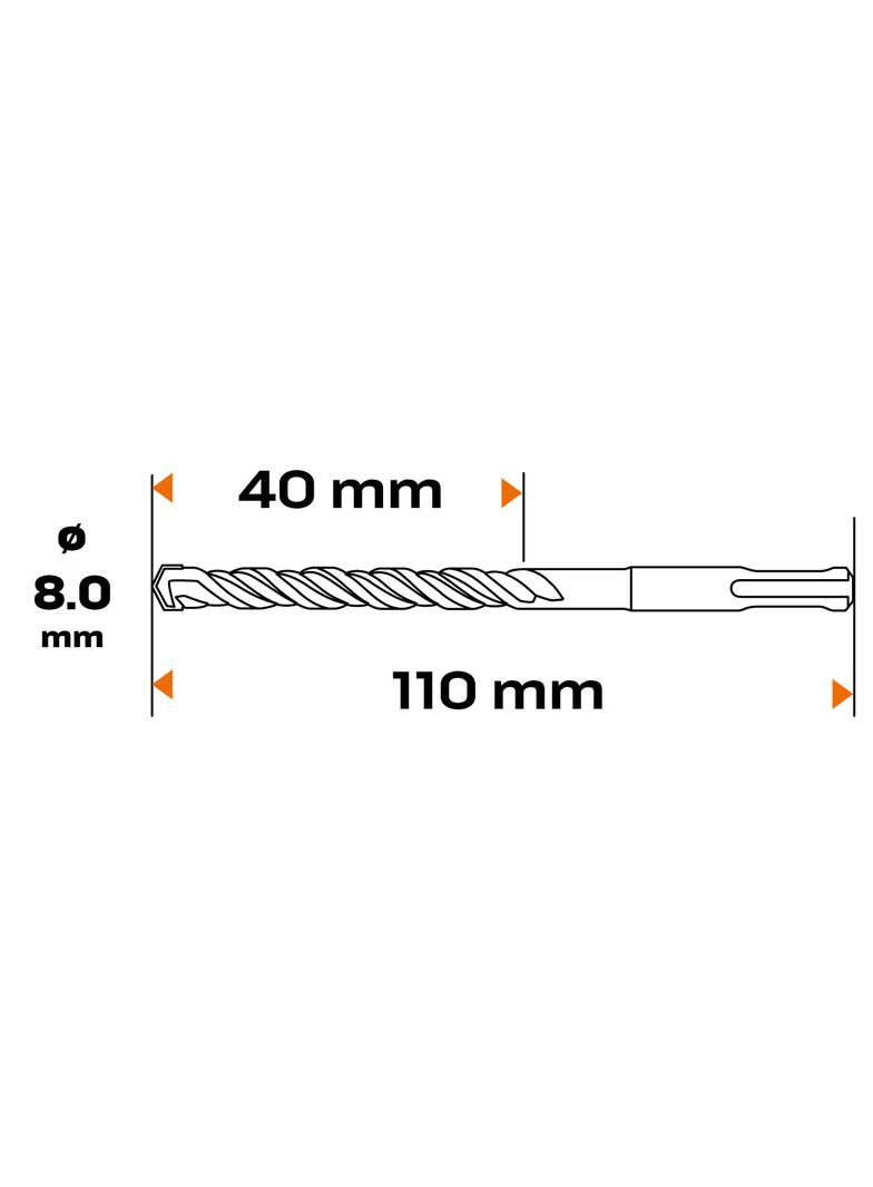 Wiertło do betonu SDS Plus, 8 x 110 mm, S4, quatro