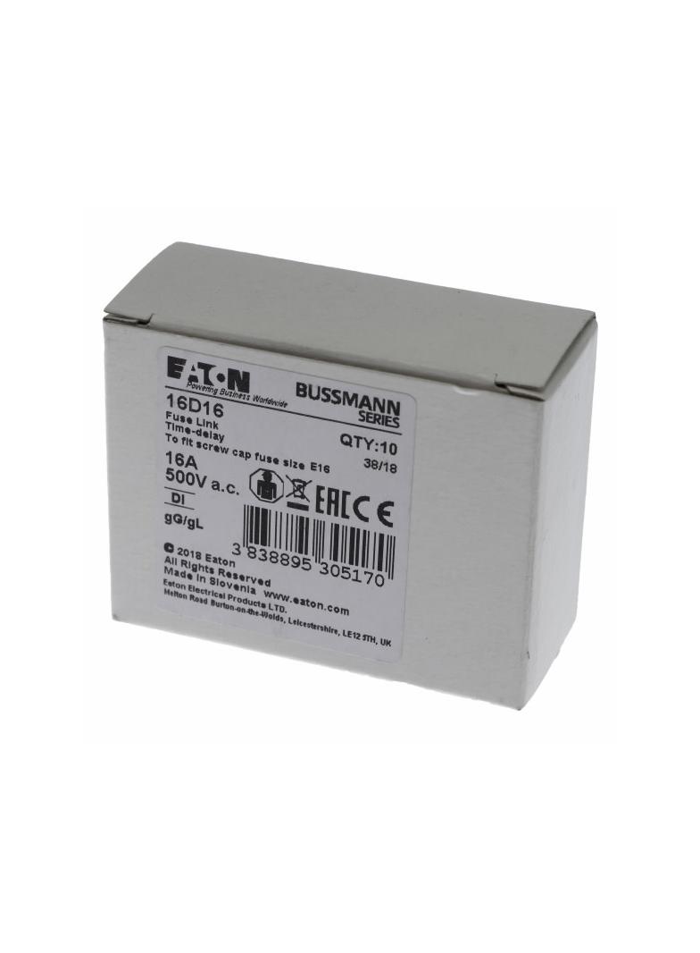 FUSE-D1 16A T GL/GG 500VAC E16 Wkładka DI 16A T GL/GG 500VAC E16 16D16 EATON