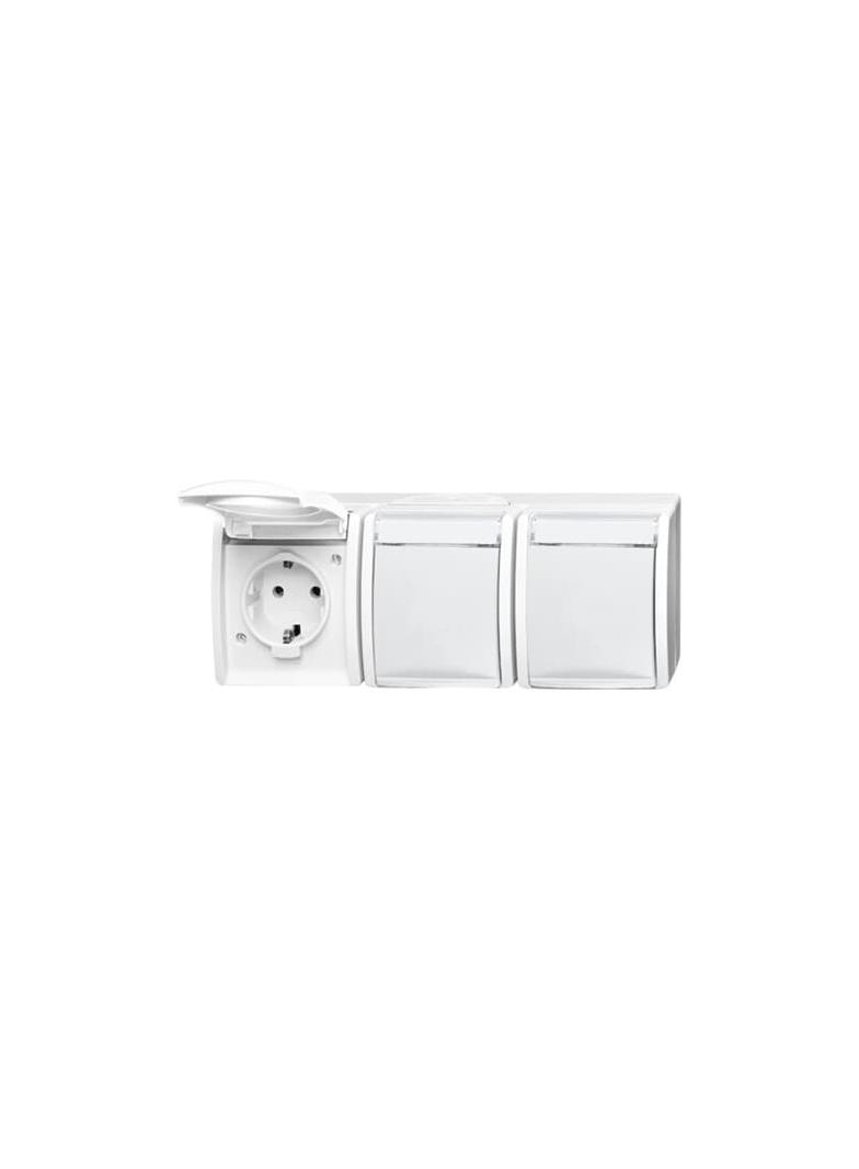 OCEAN Gniazdo SCHUKO Potrójne Z klapką Z polem opisowym IP 44 biały alpejski 2CKA002084A0716 ABB